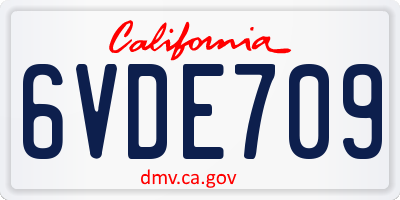 CA license plate 6VDE709