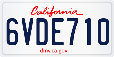 CA license plate 6VDE710