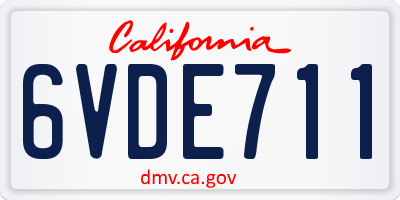CA license plate 6VDE711