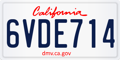 CA license plate 6VDE714