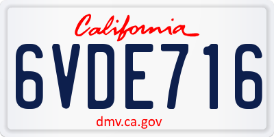 CA license plate 6VDE716