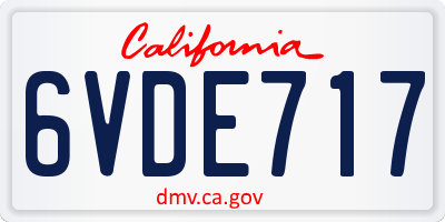 CA license plate 6VDE717