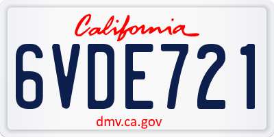 CA license plate 6VDE721