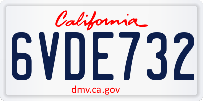 CA license plate 6VDE732
