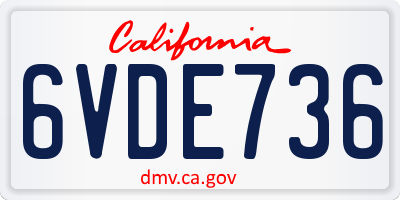 CA license plate 6VDE736