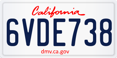 CA license plate 6VDE738