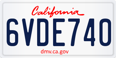 CA license plate 6VDE740
