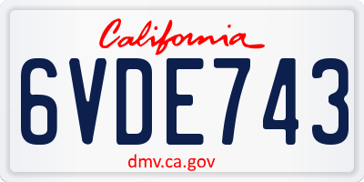 CA license plate 6VDE743