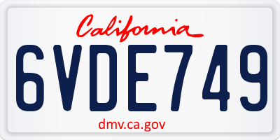 CA license plate 6VDE749