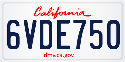 CA license plate 6VDE750