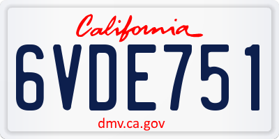 CA license plate 6VDE751