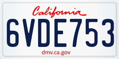 CA license plate 6VDE753