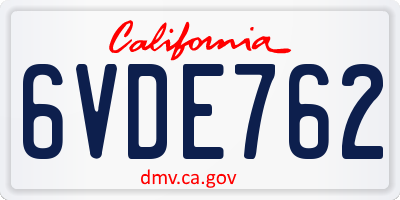 CA license plate 6VDE762