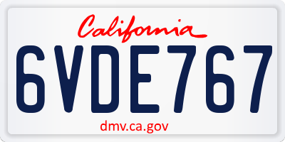 CA license plate 6VDE767