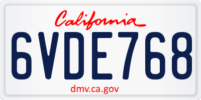 CA license plate 6VDE768