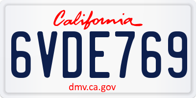 CA license plate 6VDE769