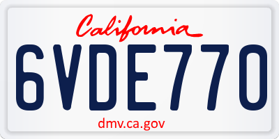 CA license plate 6VDE770