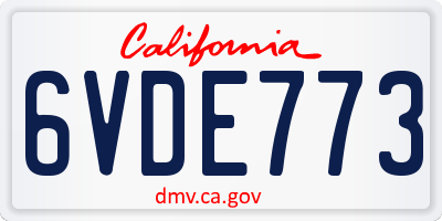 CA license plate 6VDE773