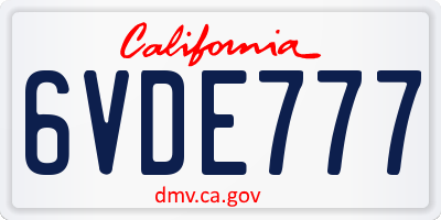 CA license plate 6VDE777