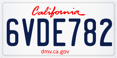 CA license plate 6VDE782