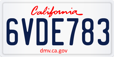 CA license plate 6VDE783