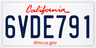 CA license plate 6VDE791