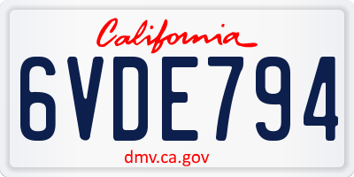 CA license plate 6VDE794