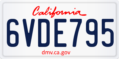 CA license plate 6VDE795