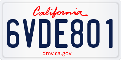 CA license plate 6VDE801
