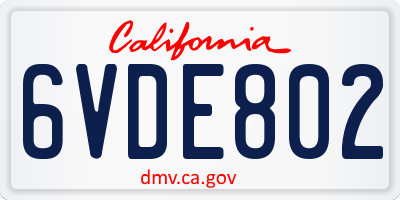 CA license plate 6VDE802