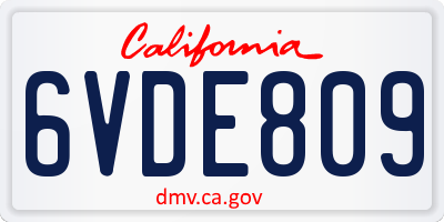 CA license plate 6VDE809