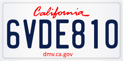 CA license plate 6VDE810