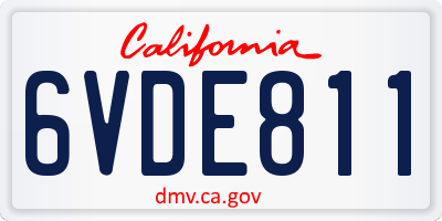 CA license plate 6VDE811