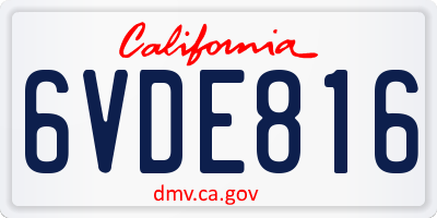 CA license plate 6VDE816
