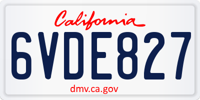 CA license plate 6VDE827
