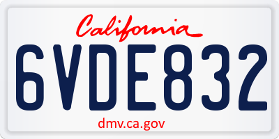 CA license plate 6VDE832