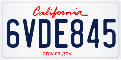CA license plate 6VDE845