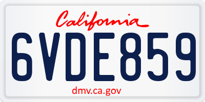 CA license plate 6VDE859