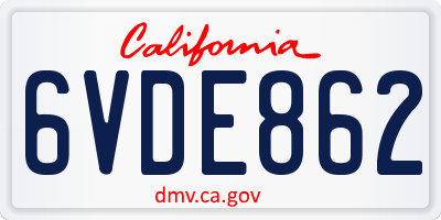 CA license plate 6VDE862