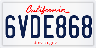 CA license plate 6VDE868