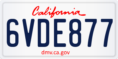 CA license plate 6VDE877