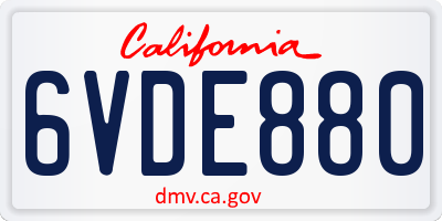CA license plate 6VDE880