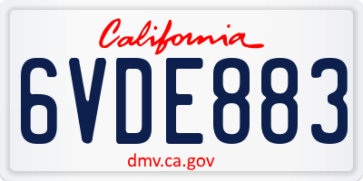 CA license plate 6VDE883
