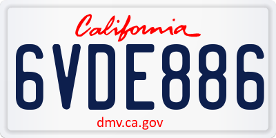 CA license plate 6VDE886