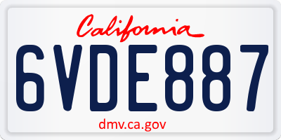 CA license plate 6VDE887