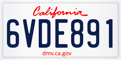 CA license plate 6VDE891