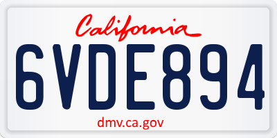 CA license plate 6VDE894