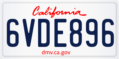 CA license plate 6VDE896