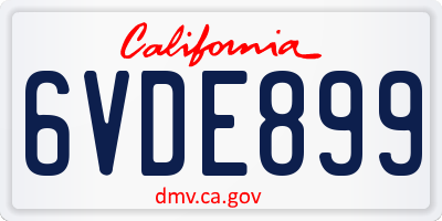 CA license plate 6VDE899