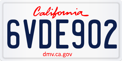 CA license plate 6VDE902